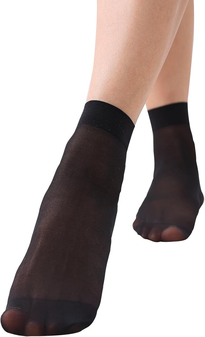 FeinYee 9 Pairs(in Gift Box) Ankle Sheer Socks For Women,Premium 20D Reinforced Toes in Black & Nude One Size - Image 4